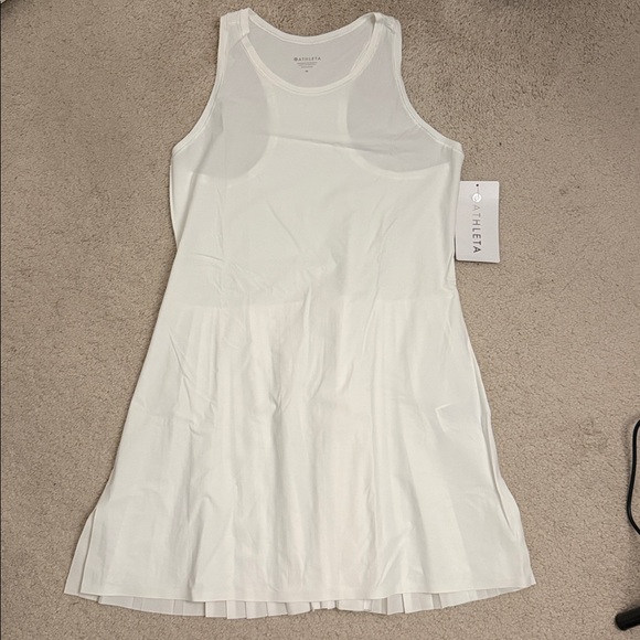 Athleta Match Point Pleated White Dress - M - Picture 3 of 5